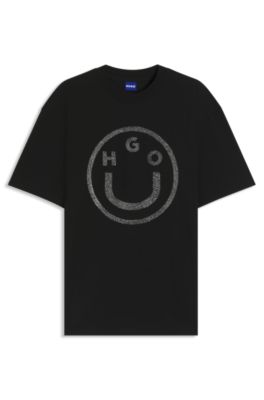 HUGO BOSS Tシャツ スマイル　Happy hugo HUGO - Oversized-fit T-shirt in cotton with Happy HUGO logo