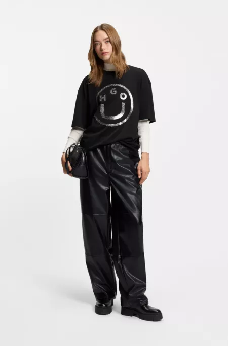 T-shirt Oversize en coton avec logo Happy HUGO