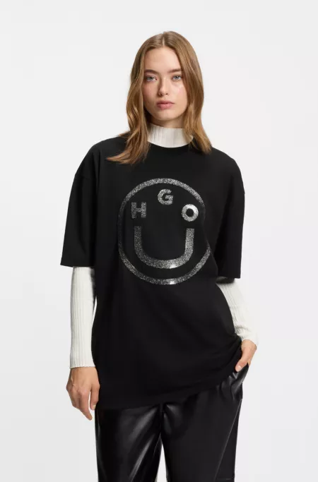 T-shirt Oversize en coton avec logo Happy HUGO