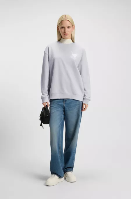 Oversized-fit sweatshirt in cotton terry with logo artwork
