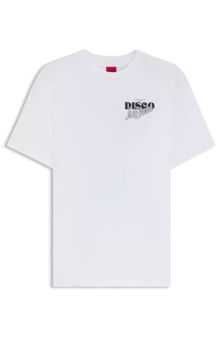 Cotton-jersey T-shirt with rhinestone artwork