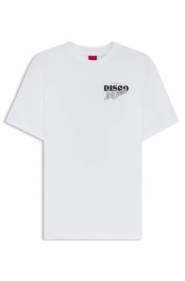 Cotton-jersey T-shirt with rhinestone artwork 1
