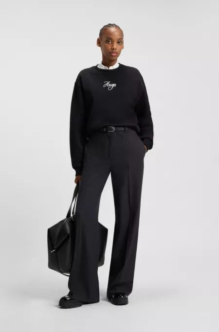 Oversized-fit cotton-terry sweatshirt with glitter logo