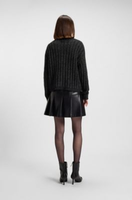 Knitted sweater with ribbed structure, Black