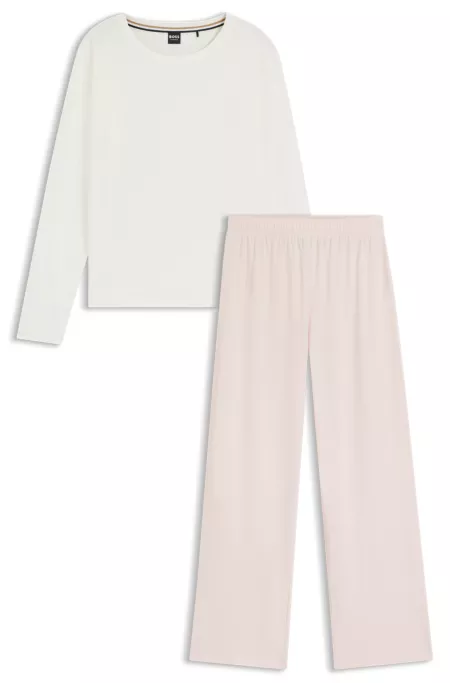 Pyjama en coton stretch avec imprimés logotés