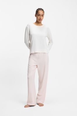 Stretch-cotton pyjamas with logo prints, White / Pink