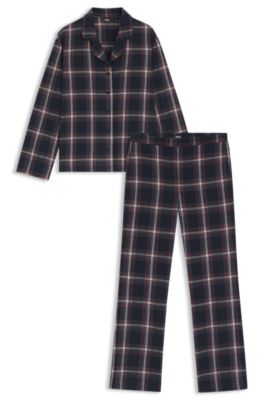 Cotton-blend pyjamas with check pattern, Patterned