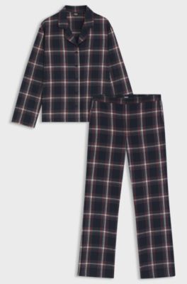 Cotton-blend pyjamas with check pattern, Patterned