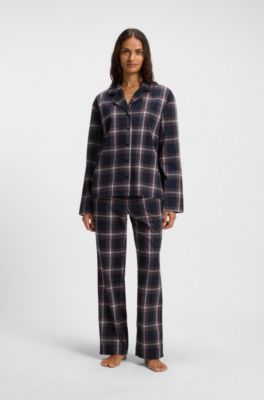 Cotton-blend pyjamas with check pattern, Patterned