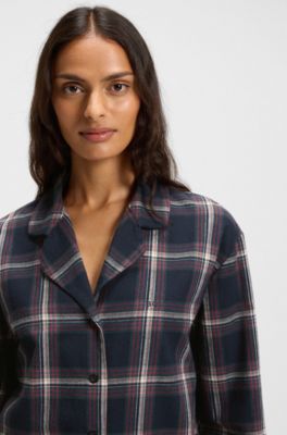 Cotton-blend pyjamas with check pattern, Patterned