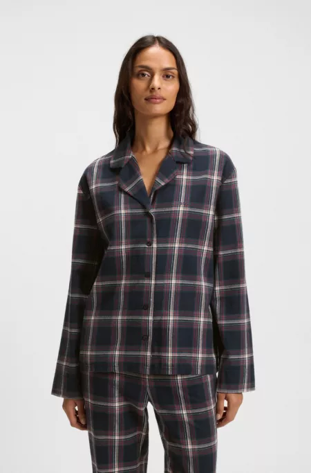 Cotton-blend pyjamas with check pattern