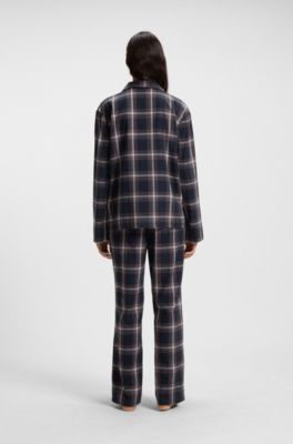 Cotton-blend pyjamas with check pattern, Patterned