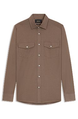 Slim-fit shirt in Italian-made cotton jersey