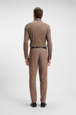 Slim-fit shirt in Italian-made cotton jersey, Beige