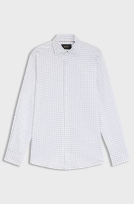Regular-fit shirt in checked Italian-made cotton, Light Blue checks