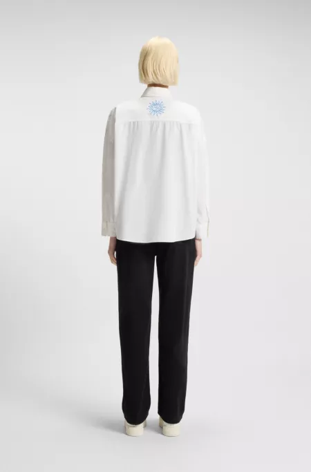 Oversized-fit blouse in cotton with tarot prints