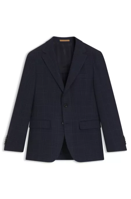 Regular-fit blazer in checked wool and cashmere