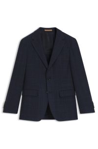 Regular-fit blazer in checked wool and cashmere, Dark Blue