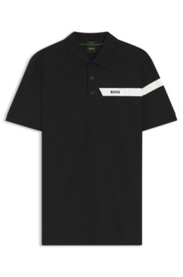 Active Paddy polo shirt in cotton-blend piqu&eacute;, Black