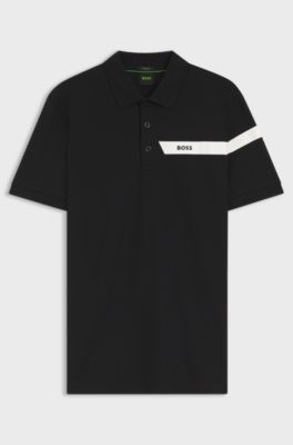 Polo Active Paddy em piqu&eacute; com mistura de algod&atilde;o, Black