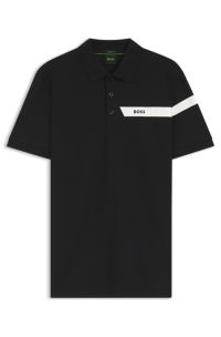 Polo Paddy activo en piqu&eacute; de algod&oacute;n, Negro