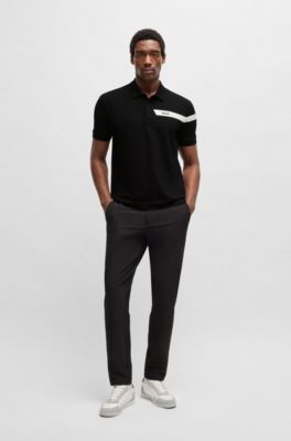 Active Paddy polo shirt in cotton-blend piqu&eacute;, Black