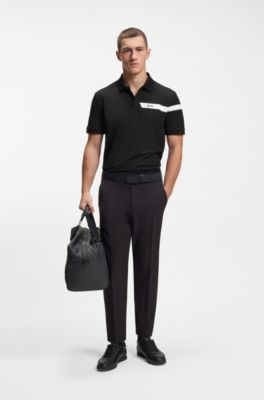 Active Paddy polo shirt in cotton-blend piqu&eacute;, Black