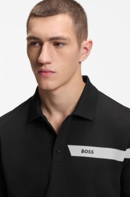 Active Paddy polo shirt in cotton-blend piqu&eacute;, Black