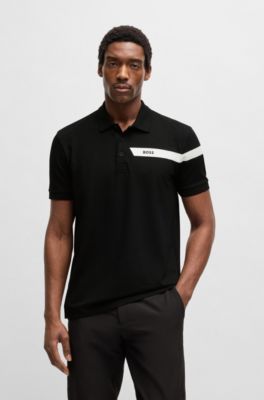 Active Paddy polo shirt in cotton-blend piqu&eacute;, Black