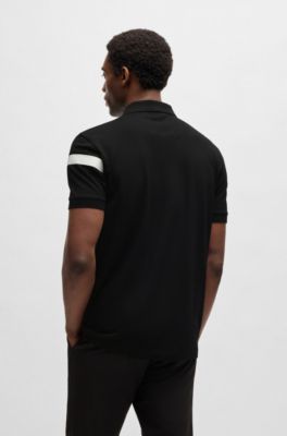 Active Paddy polo shirt in cotton-blend piqu&eacute;, Black