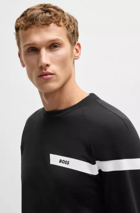 Stretch-cotton T-shirt with logo detail