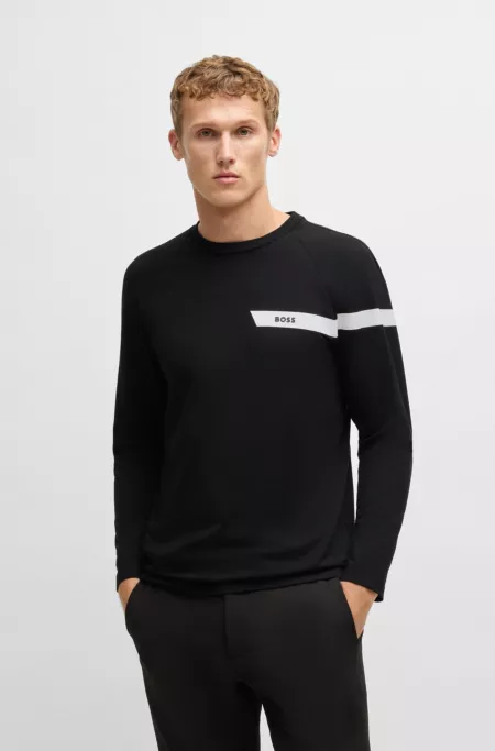 Stretch-cotton T-shirt with logo detail
