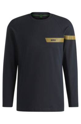 BOSS - ストレッチコットン Tシャツ ロゴディテール - ダークブルー