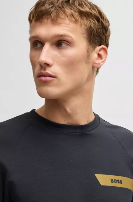 Stretch-cotton T-shirt with logo detail