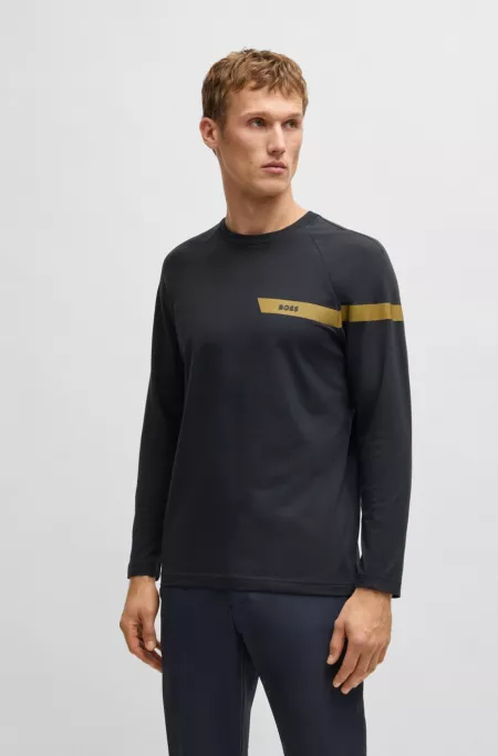 Stretch-cotton T-shirt with logo detail