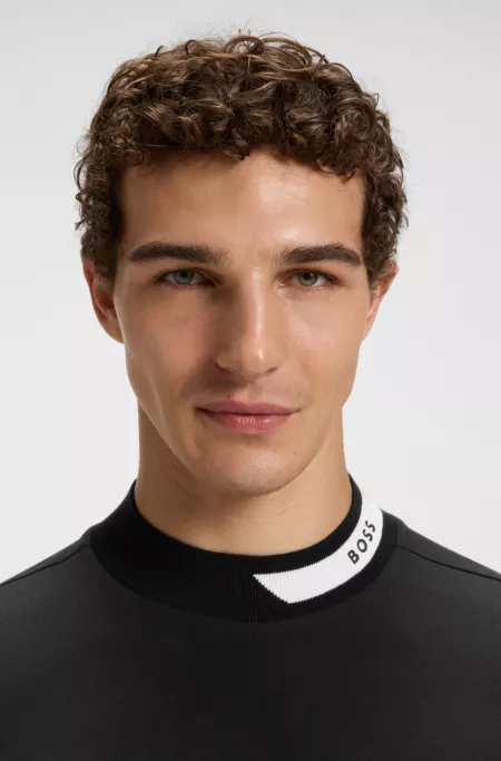 T-shirt en coton stretch avec logo au col