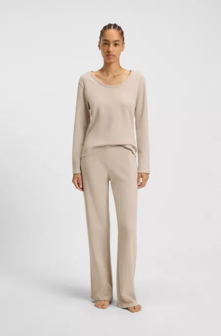 Cotton-blend pyjama top with waffle structure