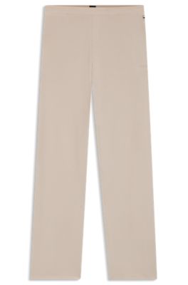 Cotton-blend pyjama bottoms with waffle structure, Light Beige