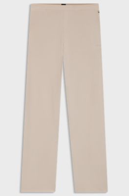 Cotton-blend pyjama bottoms with waffle structure, Light Beige
