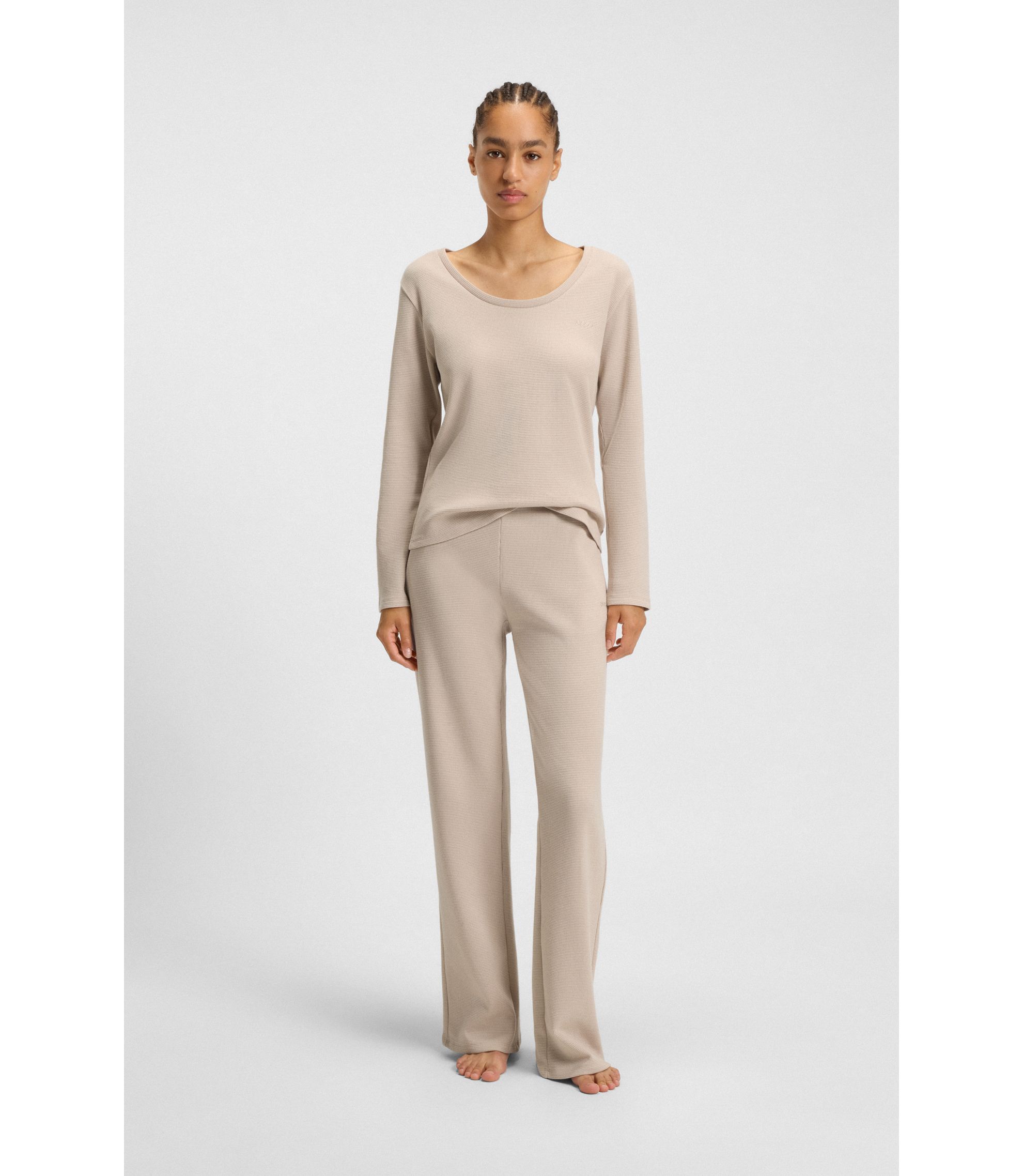 BOSS Pantaloni del pigiama in misto cotone con lavorazione a