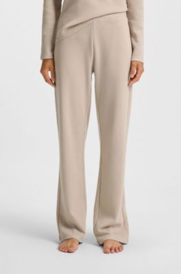 Cotton-blend pyjama bottoms with waffle structure, Light Beige