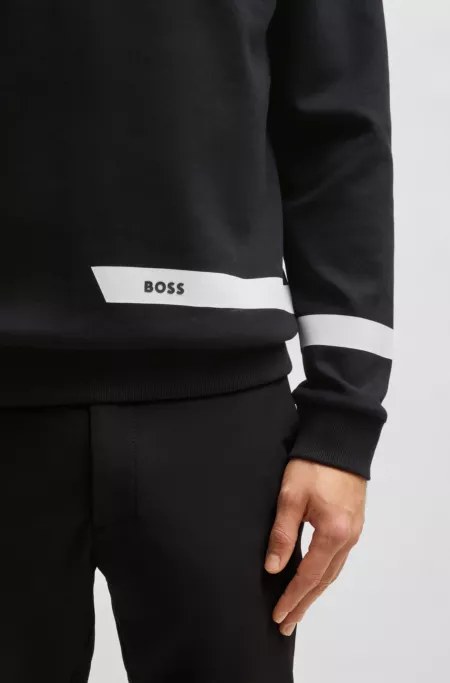 Stretch-cotton sweatshirt with logo detail