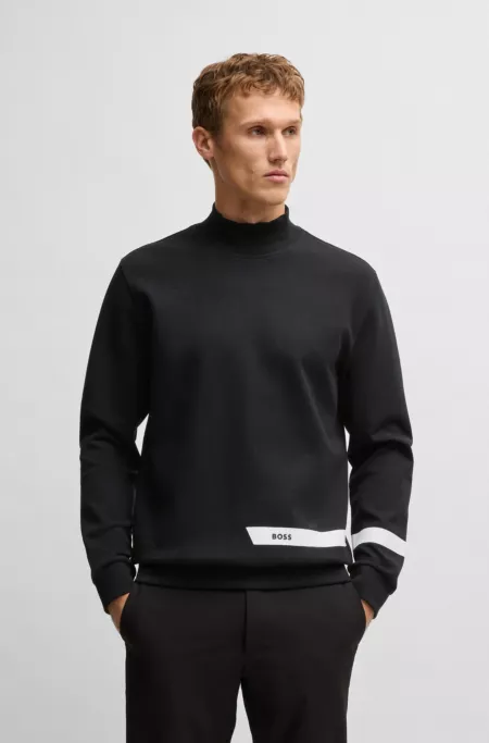 Stretch-cotton sweatshirt with logo detail