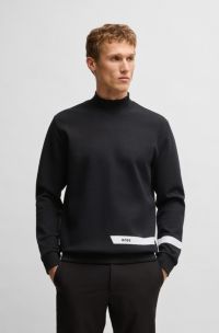 Stretch-cotton sweatshirt with logo detail, Black