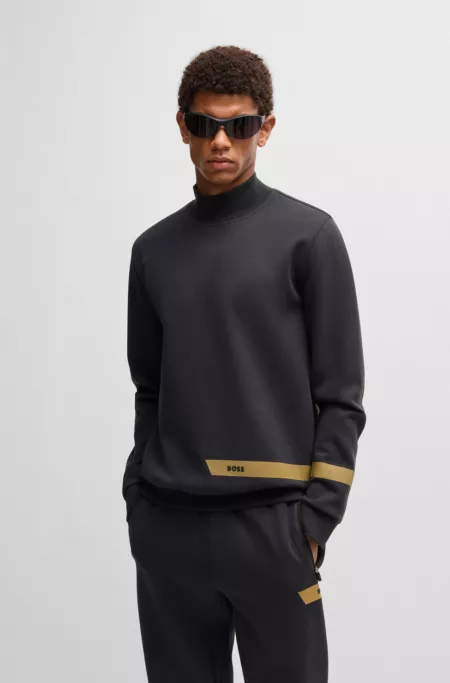Stretch-cotton sweatshirt with logo detail