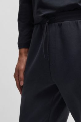 Stretch-cotton tracksuit bottoms with logo detail, Dark Blue