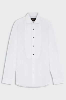 Slim-fit shirt in Italian-made cotton poplin, White