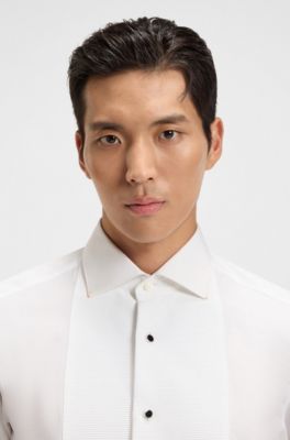 Slim-fit shirt in Italian-made cotton poplin, White