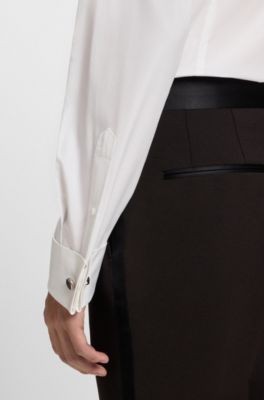 Slim-fit shirt in Italian-made cotton poplin, White