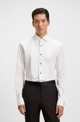 Slim-fit shirt in Italian-made cotton poplin, White